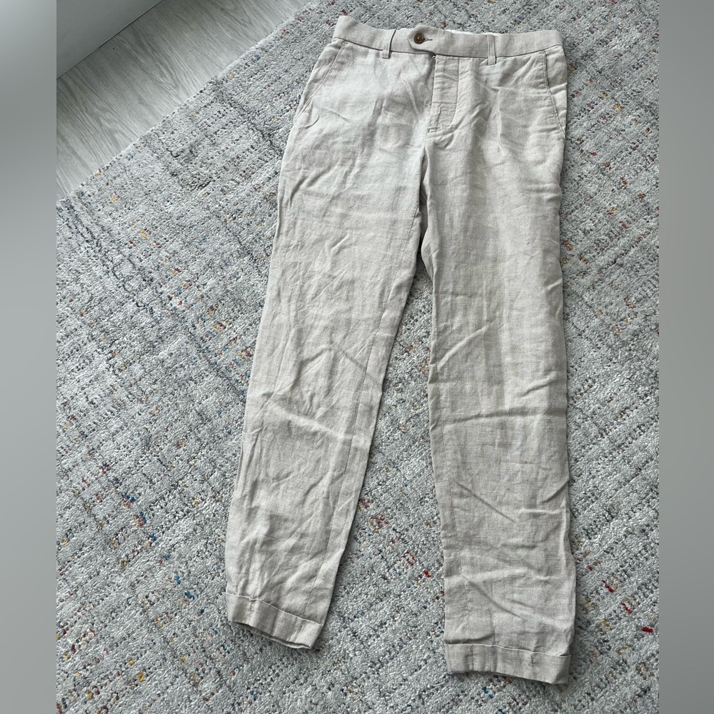 Men's Beige Linen Pants